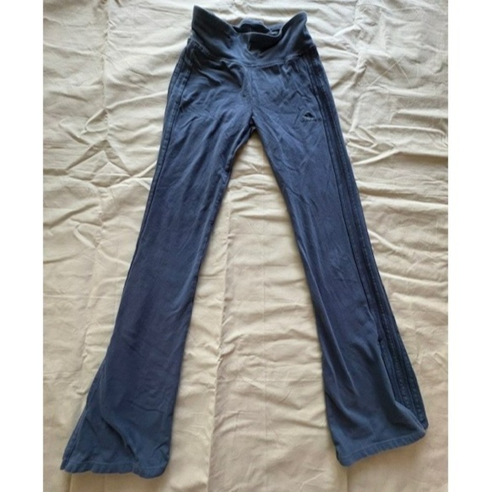 Adidas Originals 3stripes Leggings Girls SzM Blue Running Pants Athletic Stretch